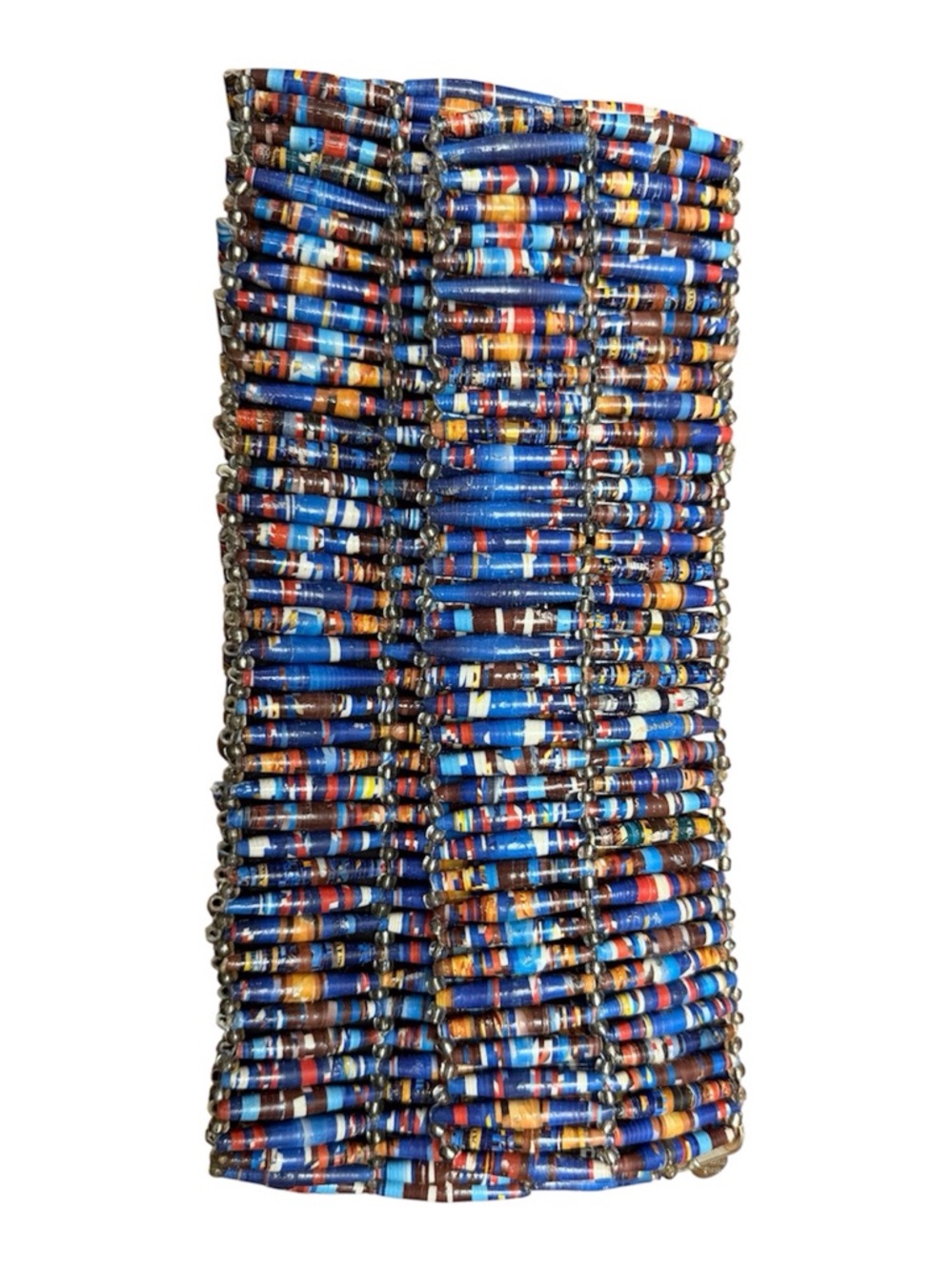 Vintage Handmade in Uganda Multicolor Beaded Paper Clutch bag purse